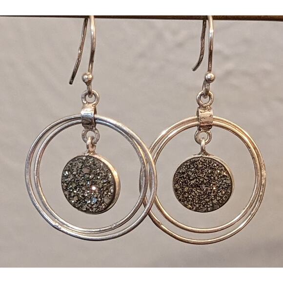 Unknown Jewelry - Sparkling Silver Double Circle Earrings